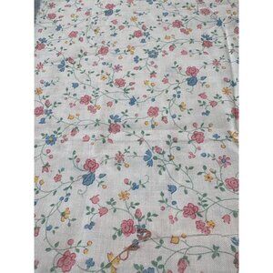 Vintage Floral Cotton Fabric 13x24" White Pink Yellow Blue Flowers Sewing & Craf